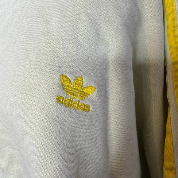 Adidas Originals Cropped Hoodie L Pastel Yellow 3-Stripes - Picture 4 of 7